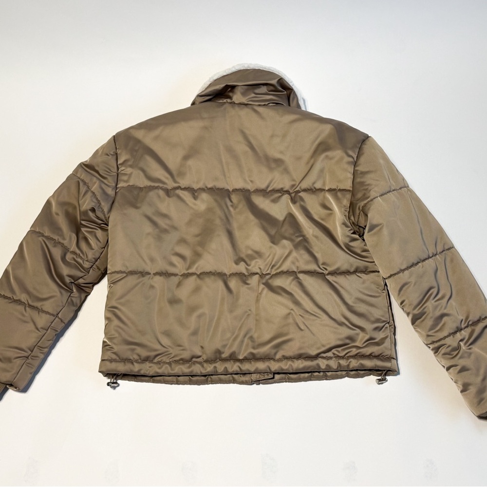 7 For All Mankind Puffer Jacket with Faux Fur Collar - Tan - Size S - Picture 6 of 9